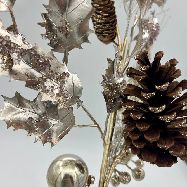 30" Champagne Glitter Pine Cone Spray