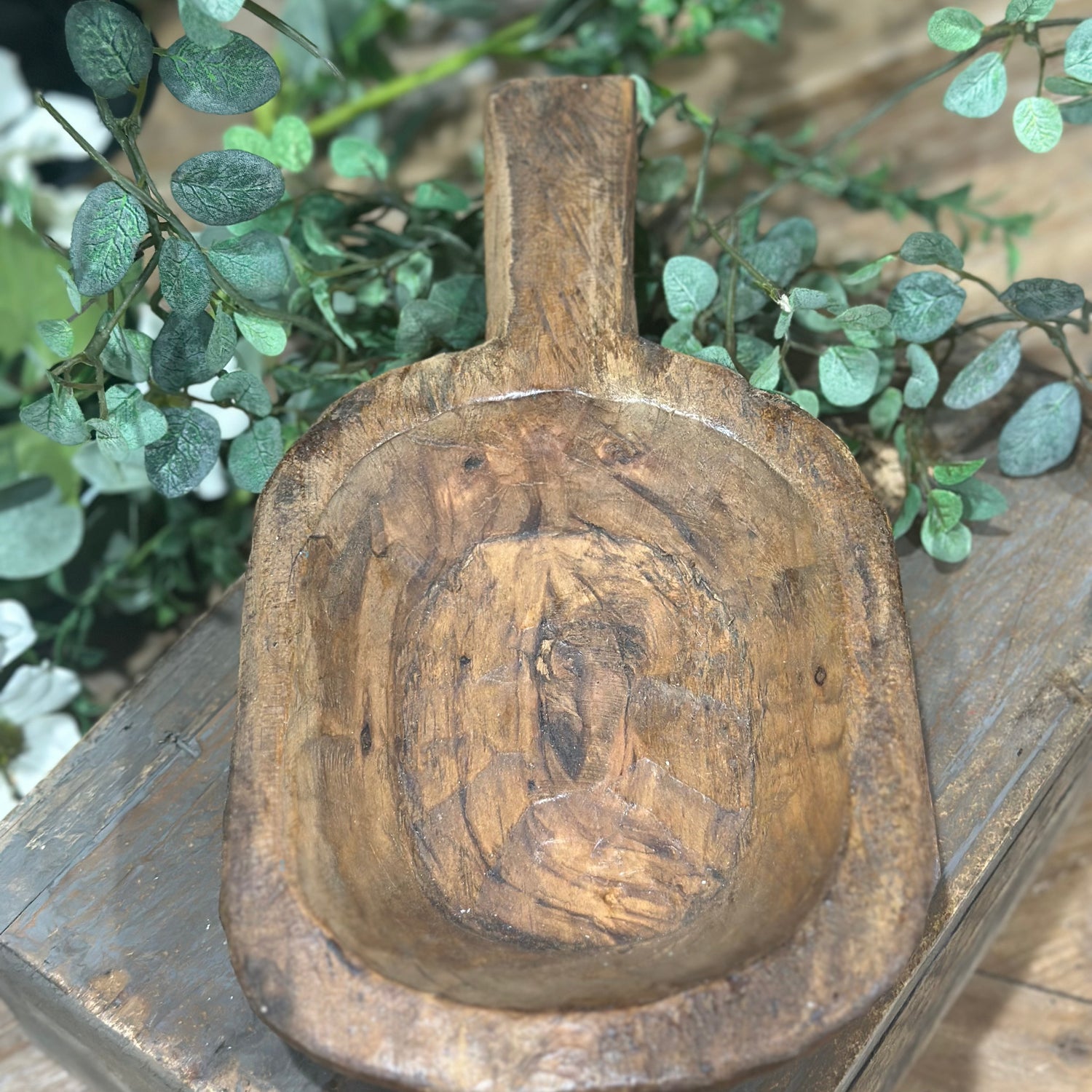 11" Wooden Scoop Dough Bowl