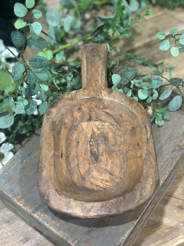 11" Wooden Scoop Dough Bowl