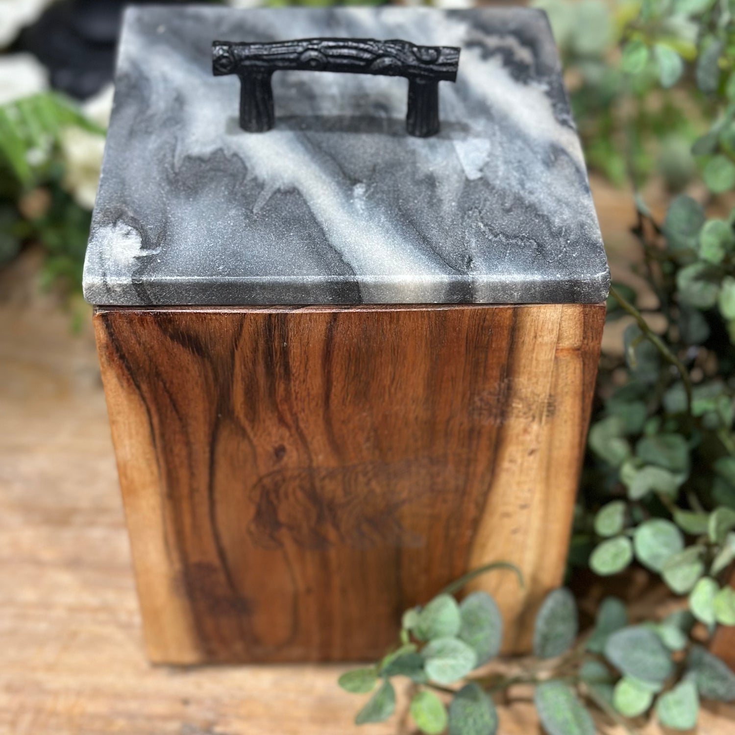 7.5” Rustic Wood Canister