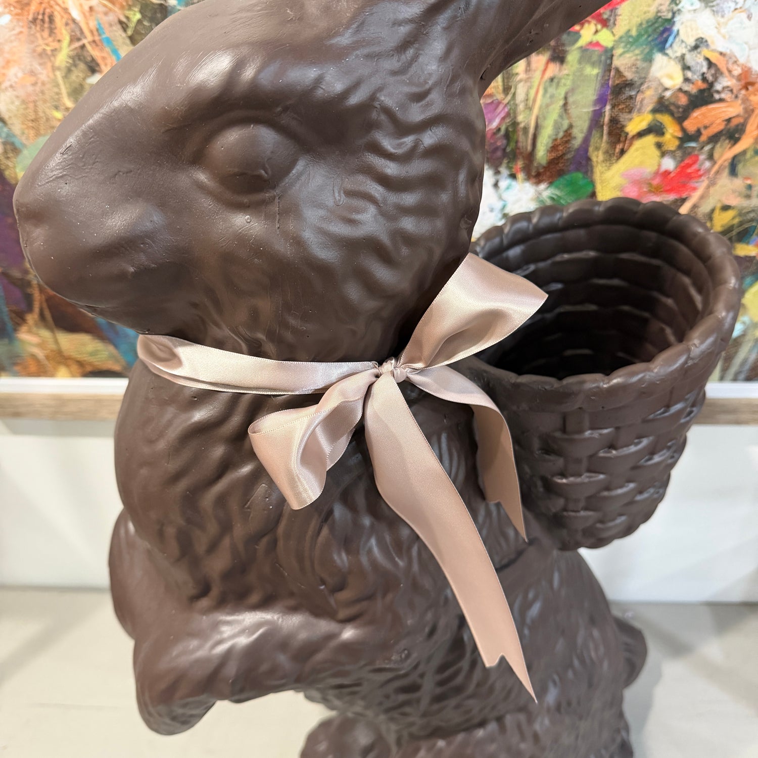 35" “Chocolate” Bunny with Basket | Brown or Ivory