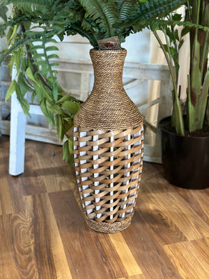 24" Woven Rattan Floor Vase