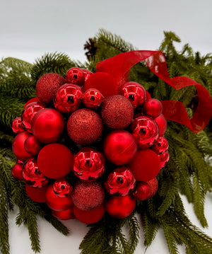 6.5" Red Mixed Shiny/Matte/Glitter Ball Ornament