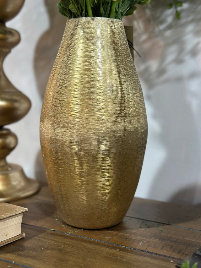 11.5” Lustrous Brushed Gold Vase