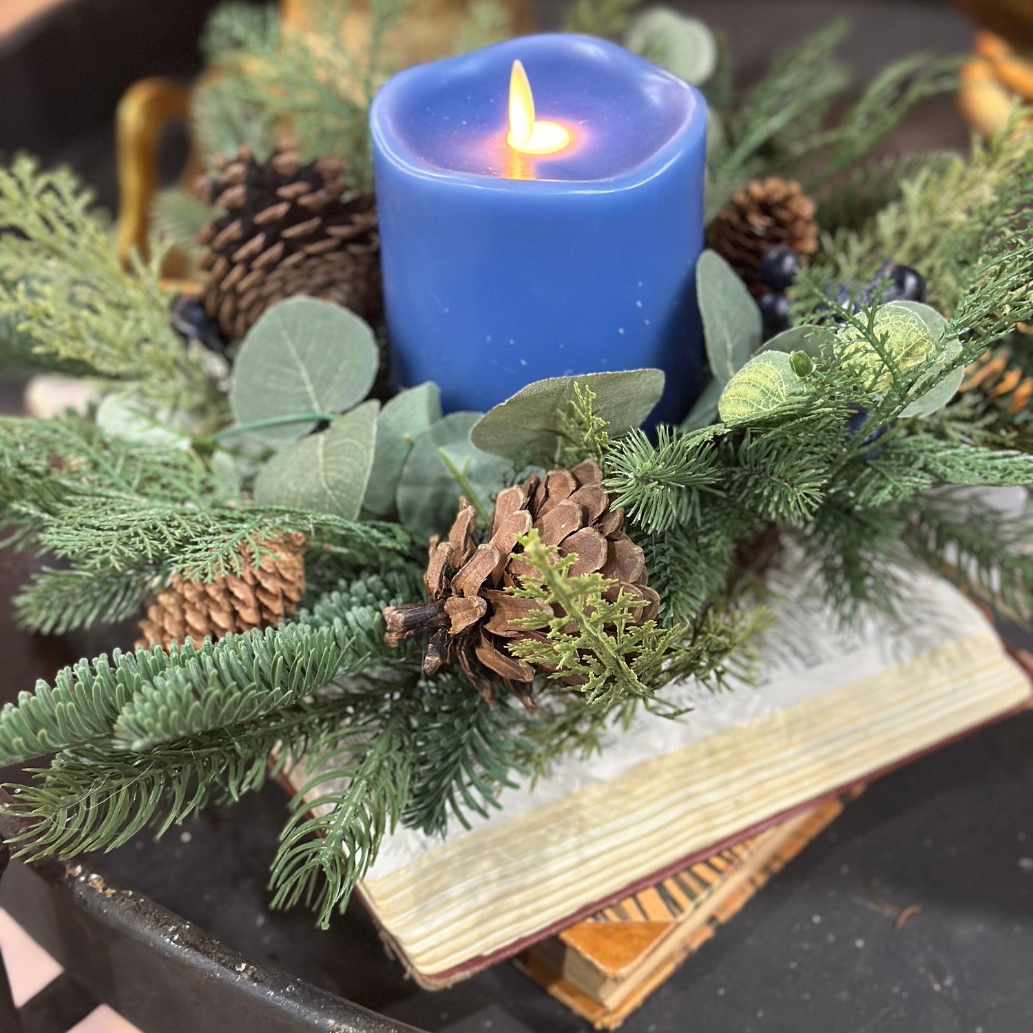 17" Blueberry and Pine Candle Ring
