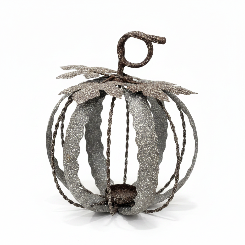 10.5" Metal Pumpkin Tealight Candle Holder