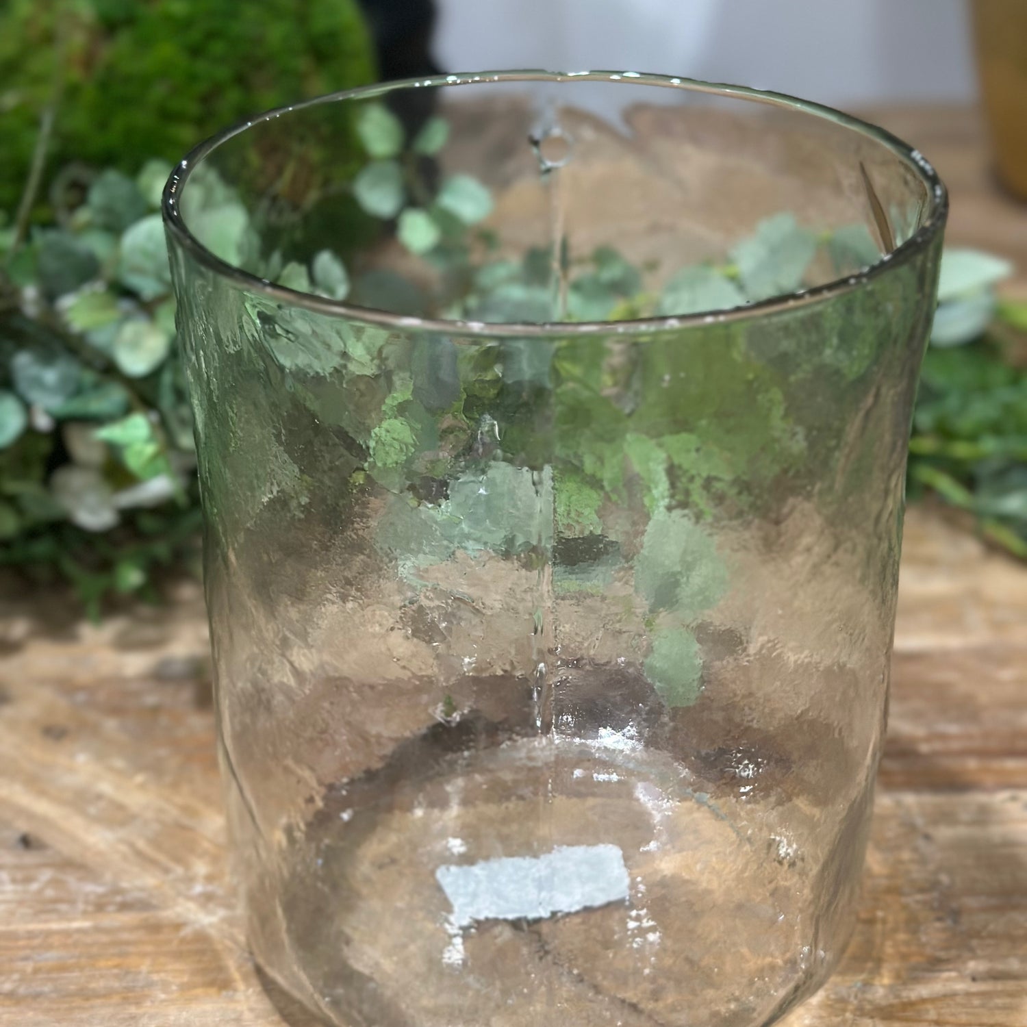 8” Hand-blown Round Clear Glass Hanging Vase