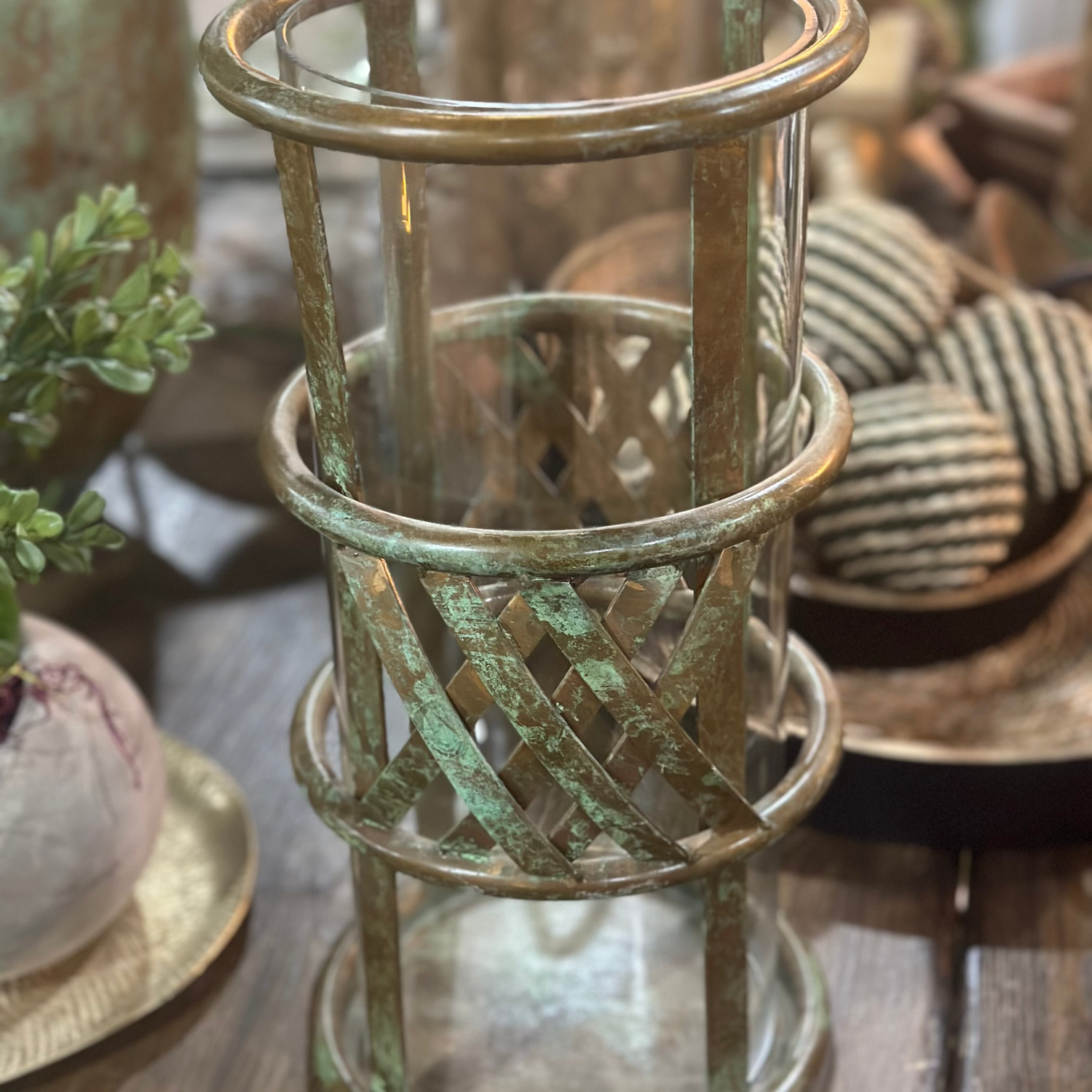 14" Patina Hurricane Lantern