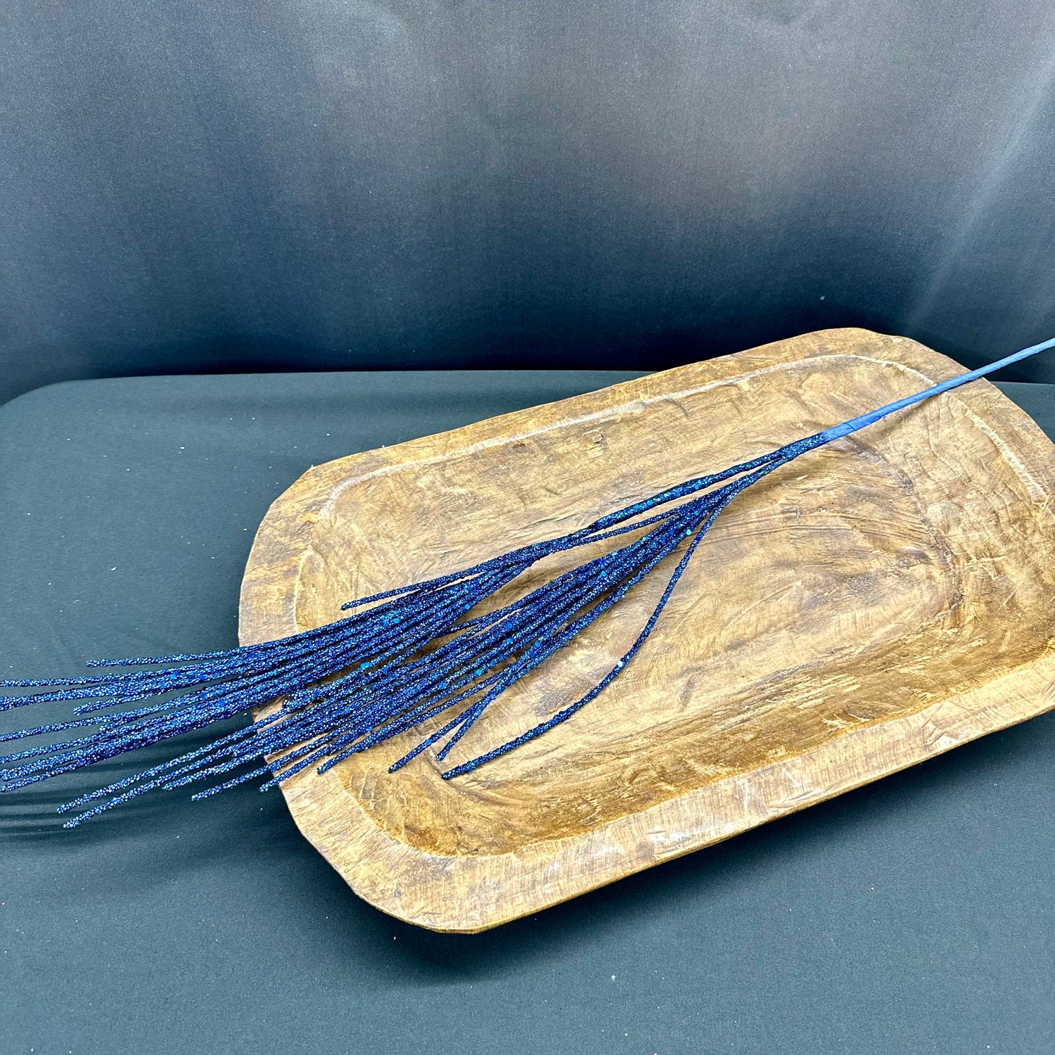 28" Blue Micro Beaded/Sequin Grass Spray