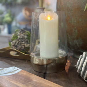 9" Hurricane Glass Hammered Candle Holder