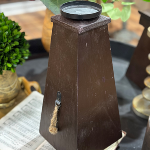 13" Wood Candle Holder Coffee