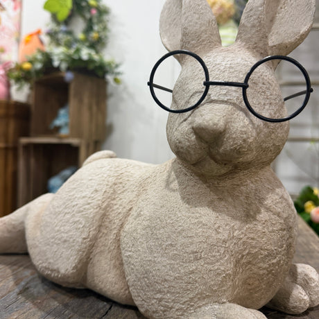 Resin Resting Bunny w/Metal Glasses Outdoor, additional view