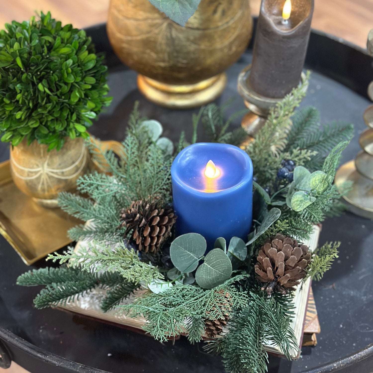 17" Blueberry and Pine Candle Ring