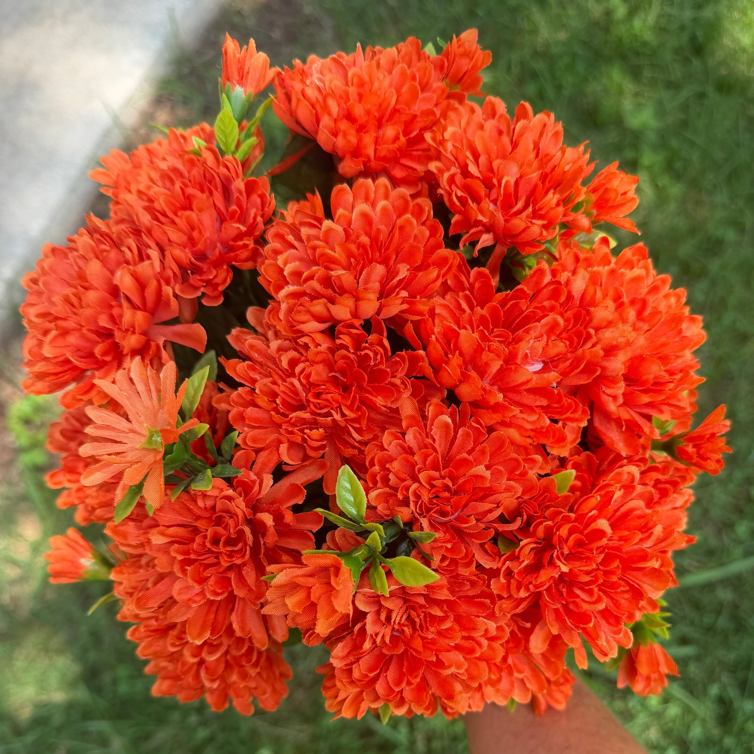 15" Orange Mini Mums & Buds Bush