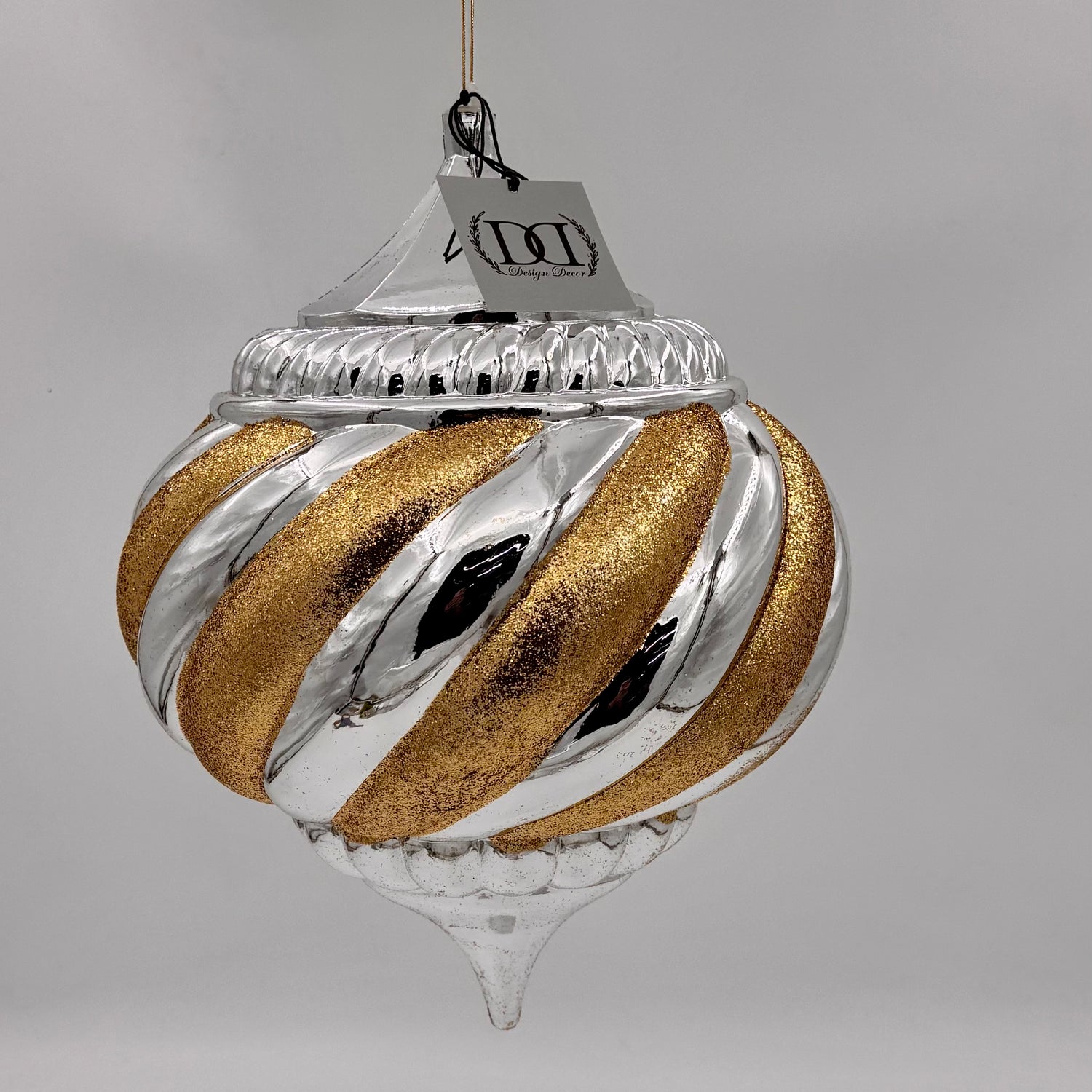 11.8”/300mm Gold & Silver Glitter Onion Ornament