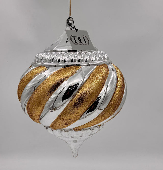 11.8”/300mm Gold & Silver Glitter Onion Ornament