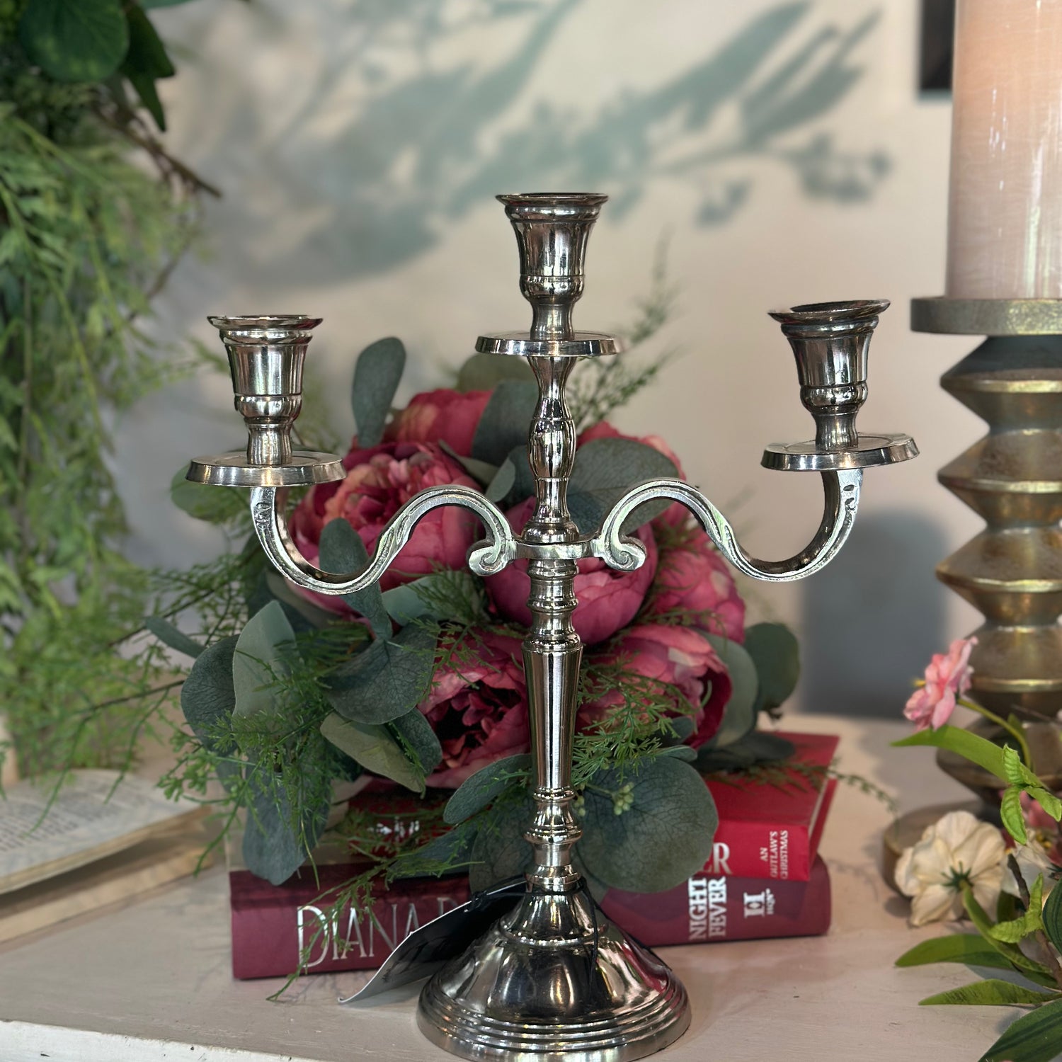 12" Candle Holder Aluminum Silver Polish