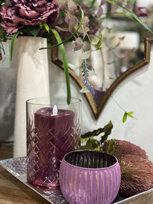 4" Purple Mercury Glass Candle Holder