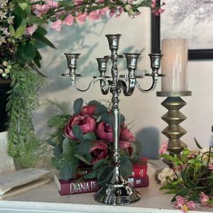 16" Candle Holder Aluminum Silver Polish