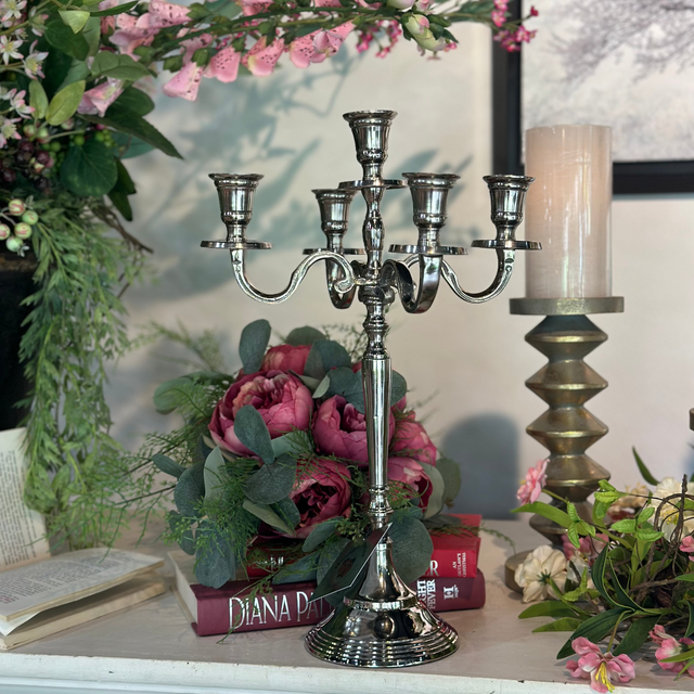16" Candle Holder Aluminum Silver Polish