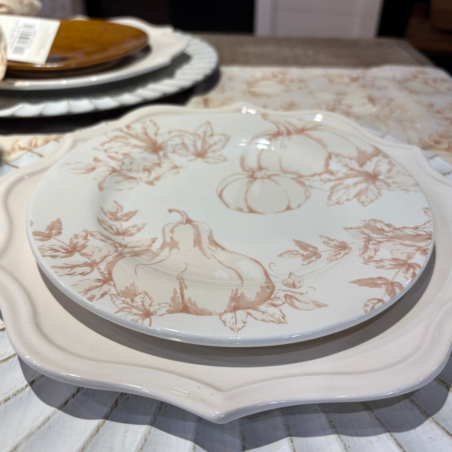 Harvest Toile Turtledove Neutral Fall 8" Plate