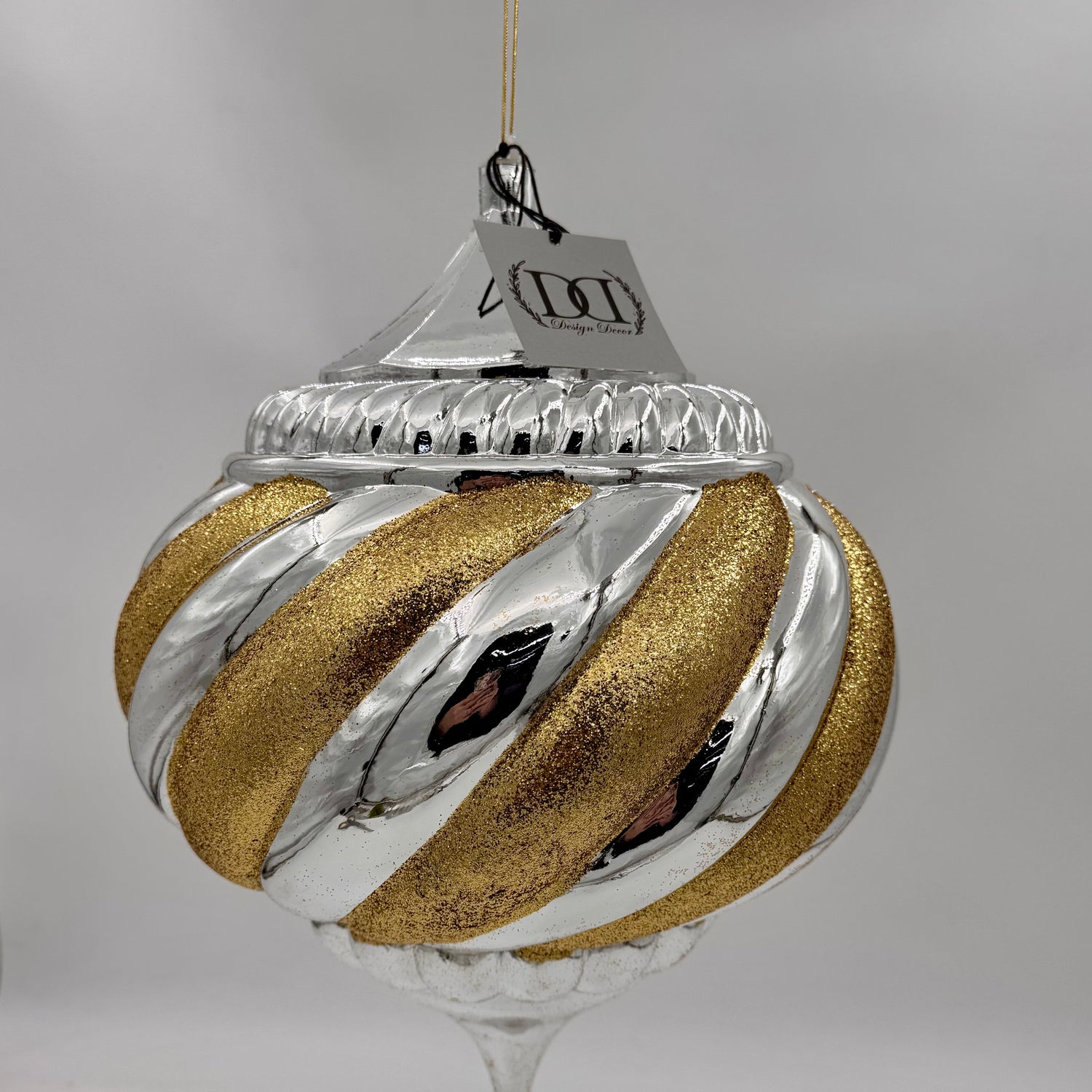 11.8”/300mm Gold & Silver Glitter Onion Ornament