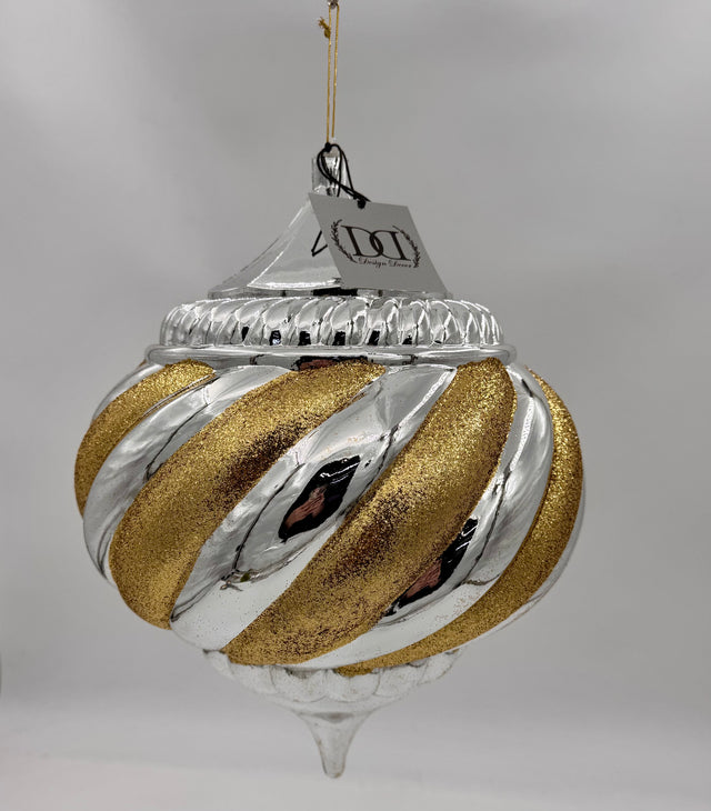 11.8”/300mm Gold & Silver Glitter Onion Ornament