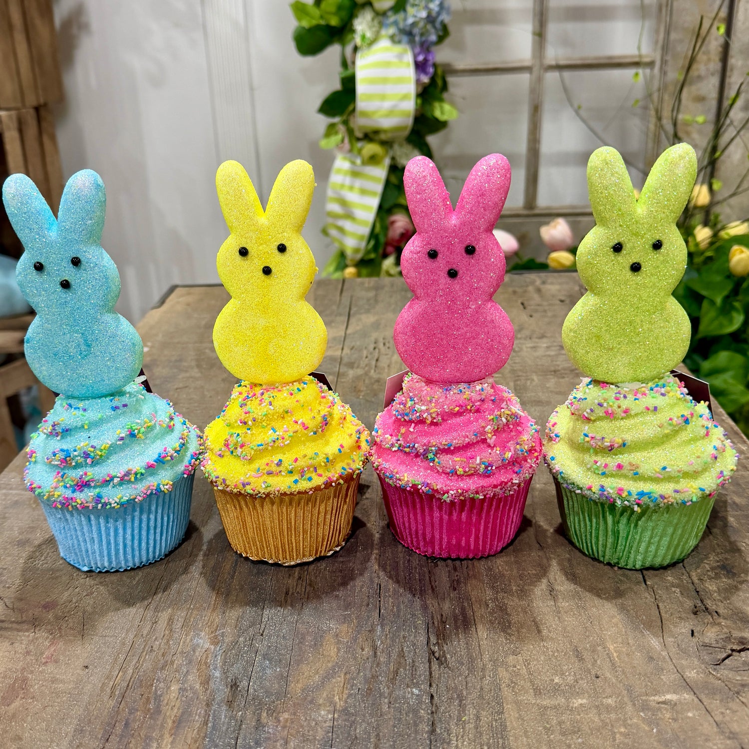 8.5" Styrofoam Glittered Bunny Peep Cupcake (Sold Individually)
