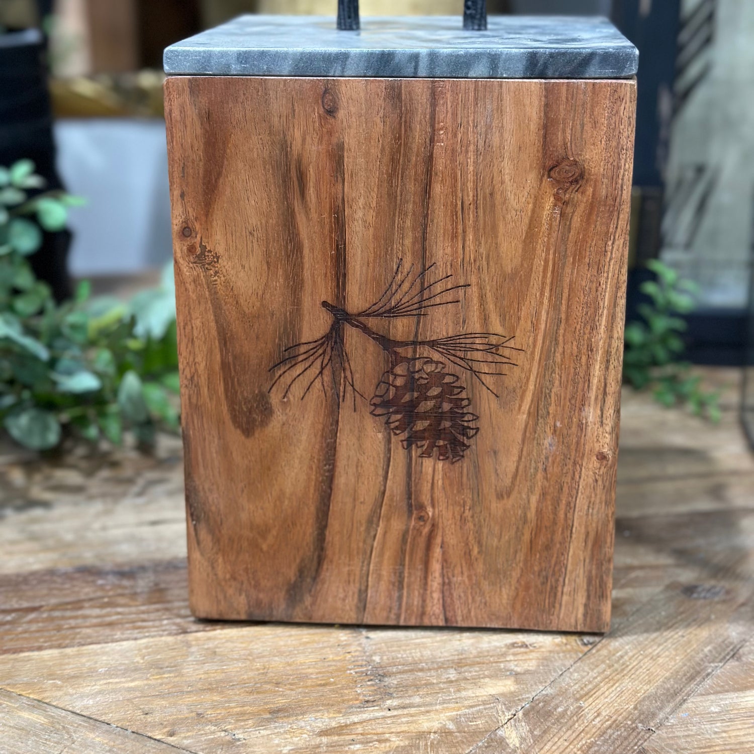 10” Rustic Wood Canister