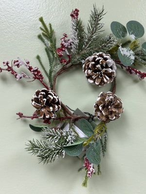 10" Pinecone and Berry Candle Ring