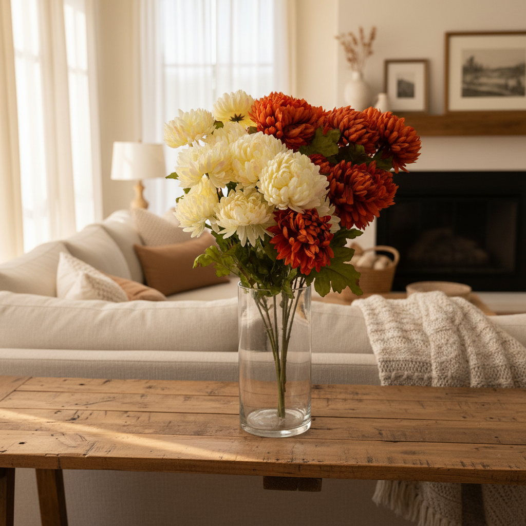 21" Mum Bush | Cream or Rust