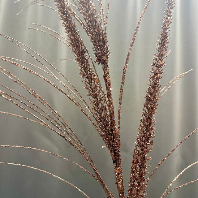 34" Bronze Glitter-Mica Triple Spike Grass Spray