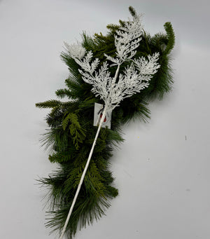 White Glittered Sequin Leaf Spray