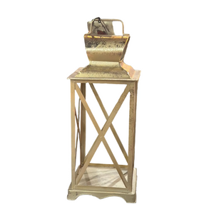 14" Metal Lantern Gold