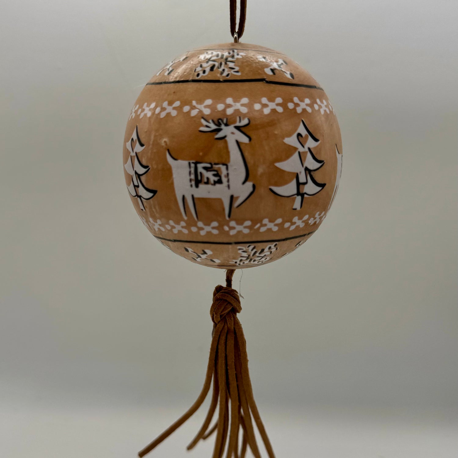 3" Wooden Ball with Tassel Ornament