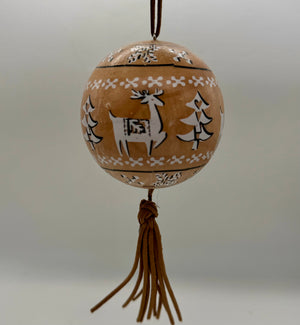 3" Wooden Ball with Tassel Ornament