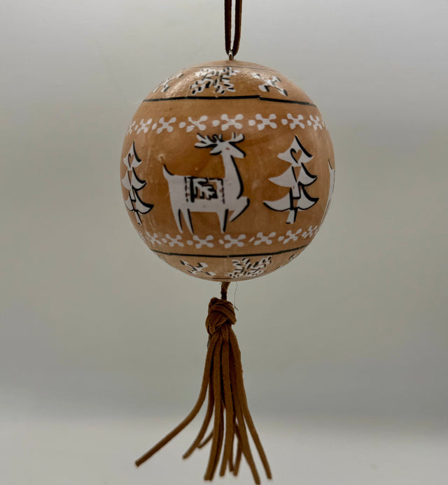 3" Wooden Ball with Tassel Ornament