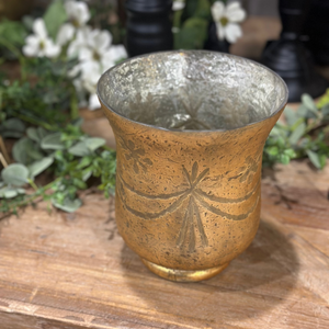 8" Antique Bronze Etched Pattern Hurricane Candle Holder
