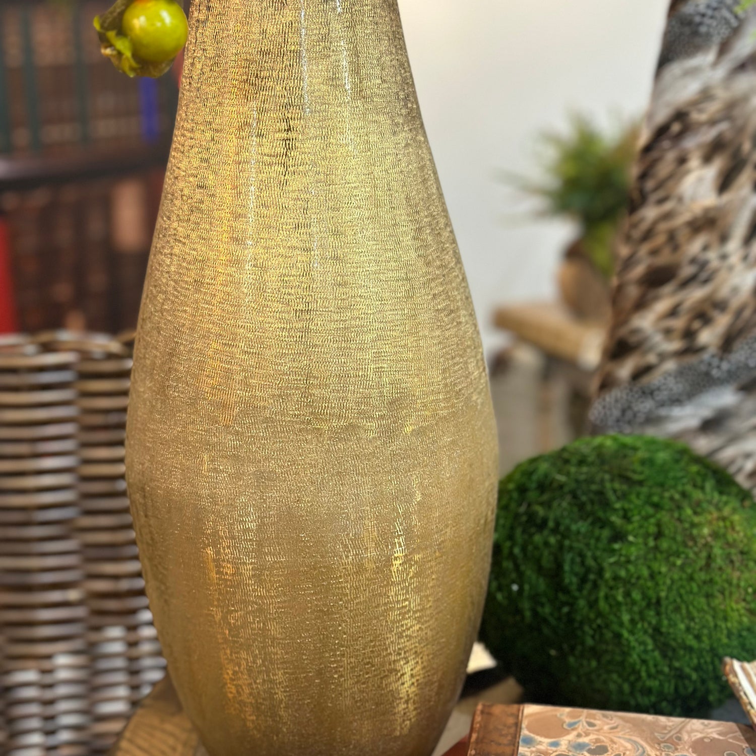 18” Lustrous Brushed Gold Vase
