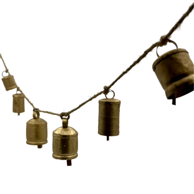 48" Iron & Jute Gold Bell Garland Christmas Décor