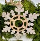 6" Wooden Flocked Snowflake
