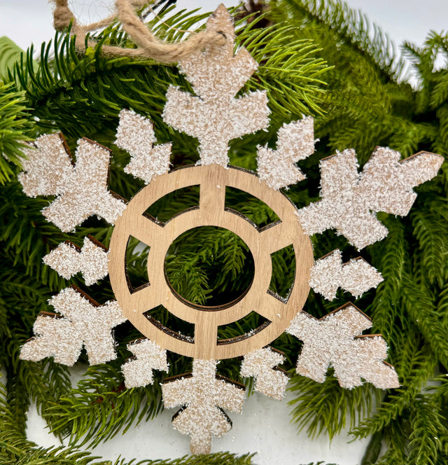 6" Wooden Flocked Snowflake