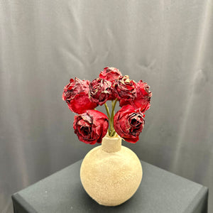 9" Dark Red Faux Dried Gilded Rose Bundle
