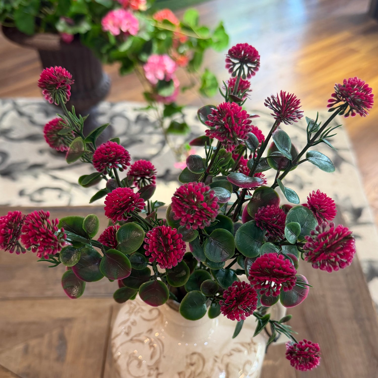11.81" UV-Proof Mini Pom Bush | Fuschia or Multi