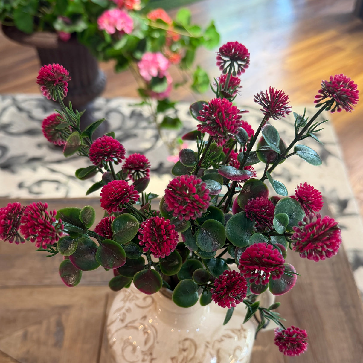 11.81" UV-Proof Mini Pom Bush | Fuschia or Multi