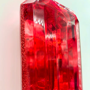 9" Red Emerald Cut Precious Gem Ornament