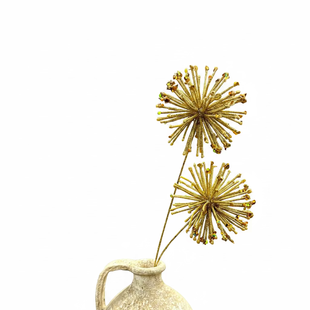 24" Gold Glitter Sequin Double Starburst Ball Spray