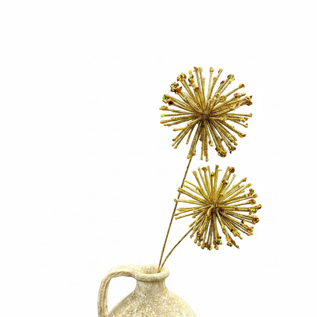 24" Gold Glitter Sequin Double Starburst Ball Spray