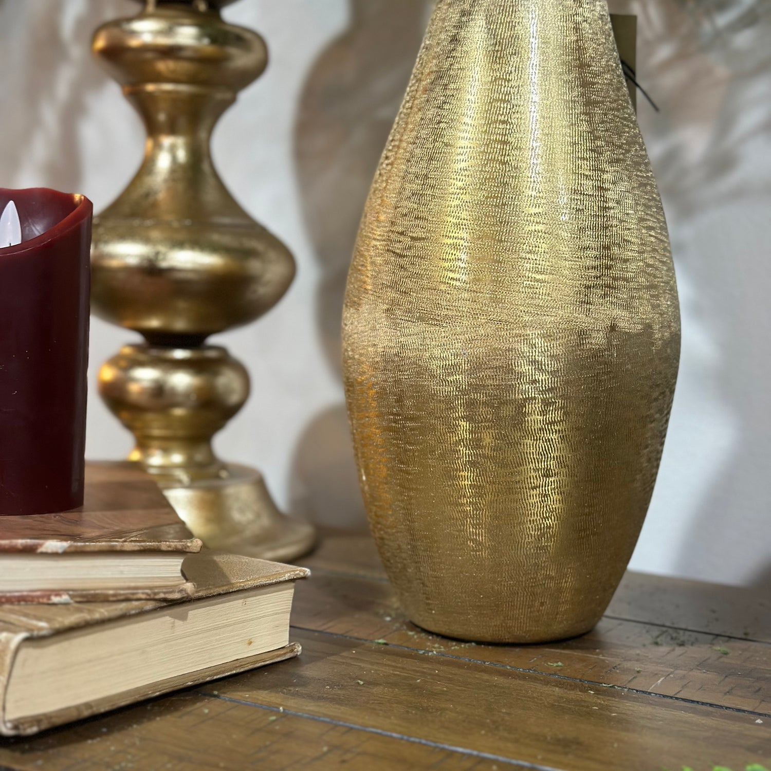 11.5” Lustrous Brushed Gold Vase
