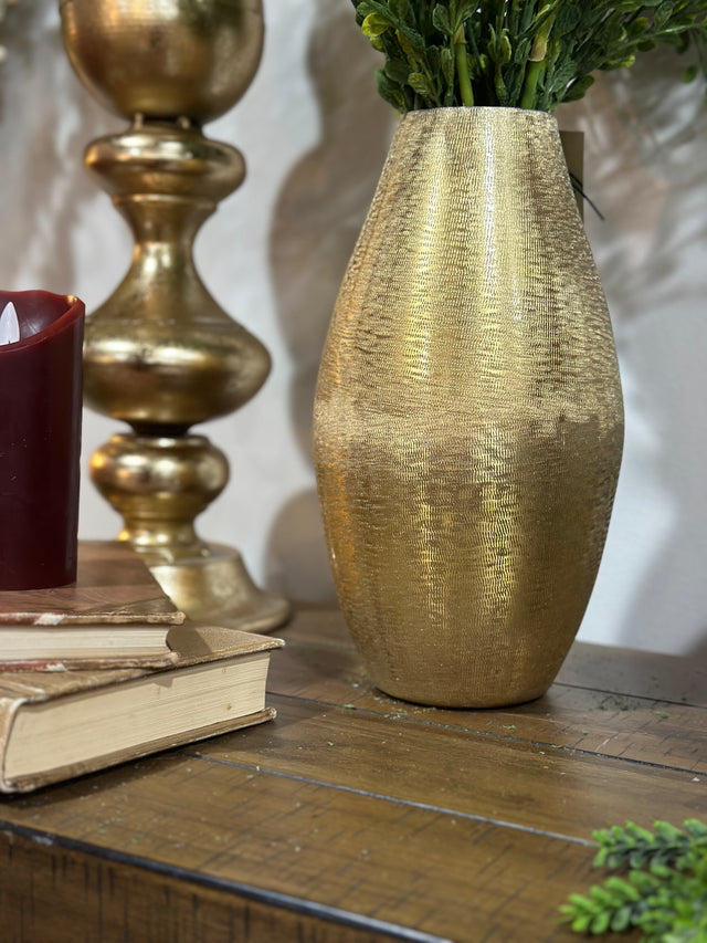 11.5” Lustrous Brushed Gold Vase